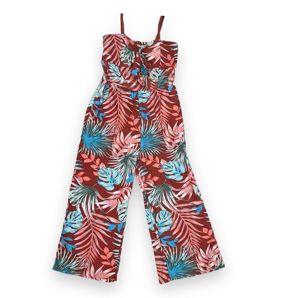 No Boundaries Tropical Floral Wide-Leg Jumpsuit Size L (11–13)